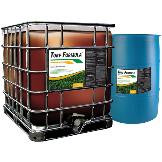 Turf Formula® is an exclusive prebiotic blend of amino acids, complex carbohydrates, vitamins, minerals, enzymes, stabilized liquid oxygen and growth supplements not found in traditional fertilizers