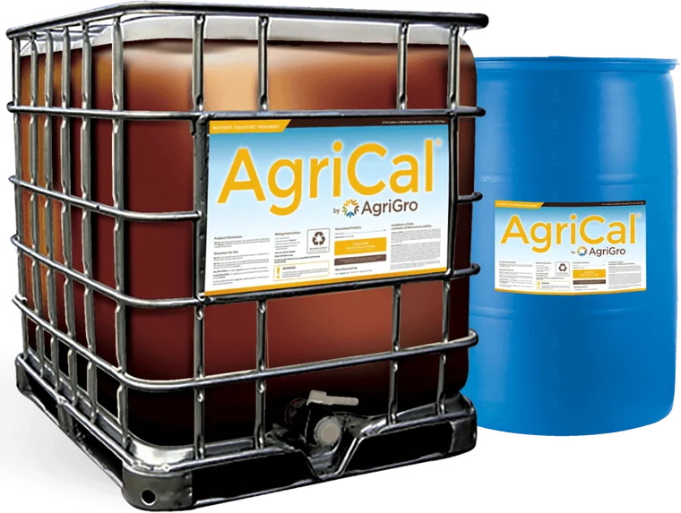 AgriCal® packaging: 275-gallon tote and 55-gallon drum