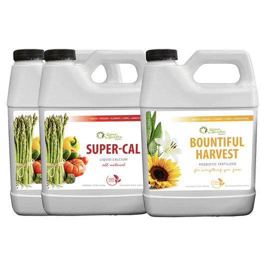 agrigro home and garden super-cal liquid calcium and bountiful harvest prebiotic fertilizer